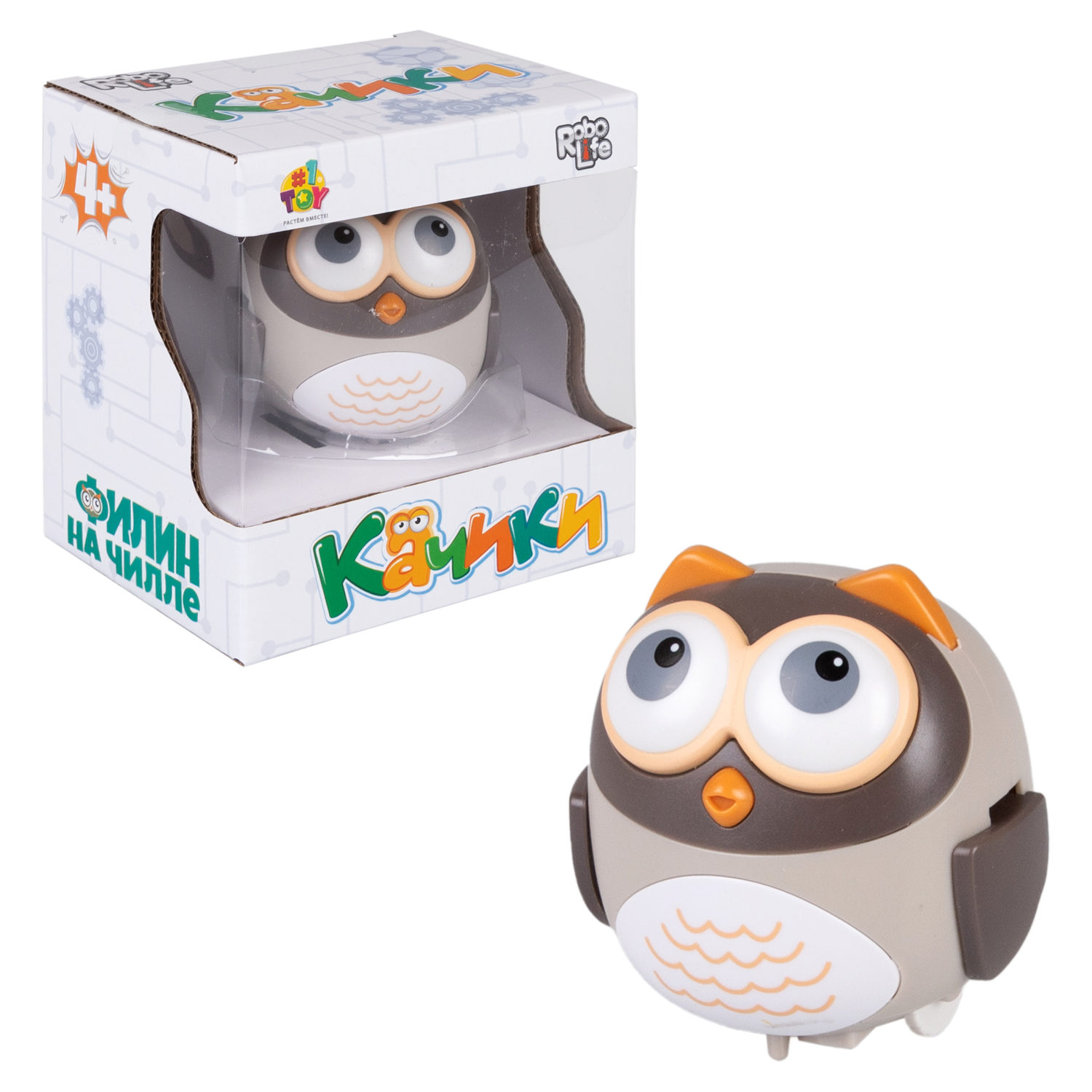 1toy Robolife Качики "Филин на чилле" на батарейках,, 6,5*9,5*7,5 см