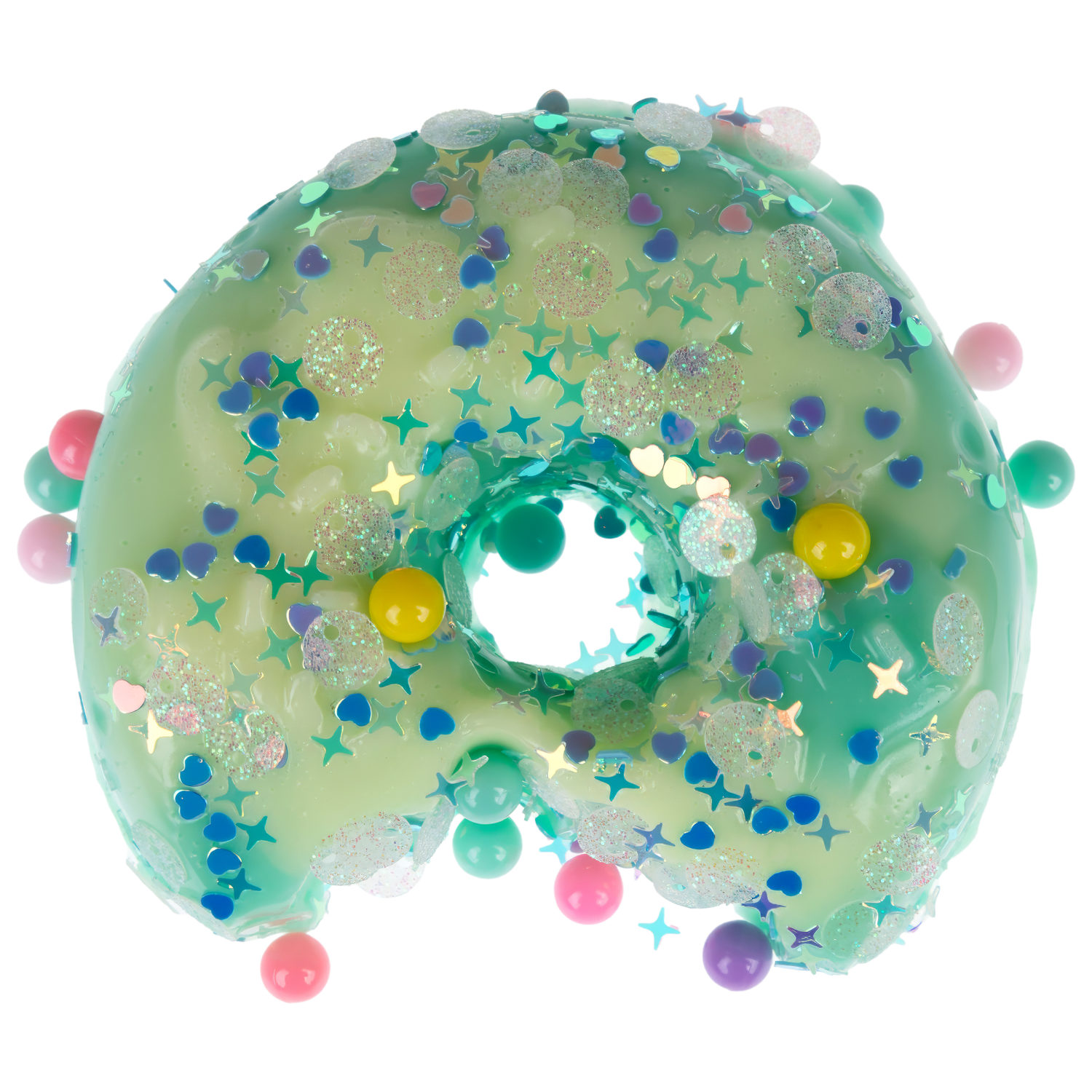 Игрушка-антистресс 1TOY Крутой замес «Няшка-вкусняшка», «Пончик надкусанный с посыпкой», с колокольчиком, бирюзовый