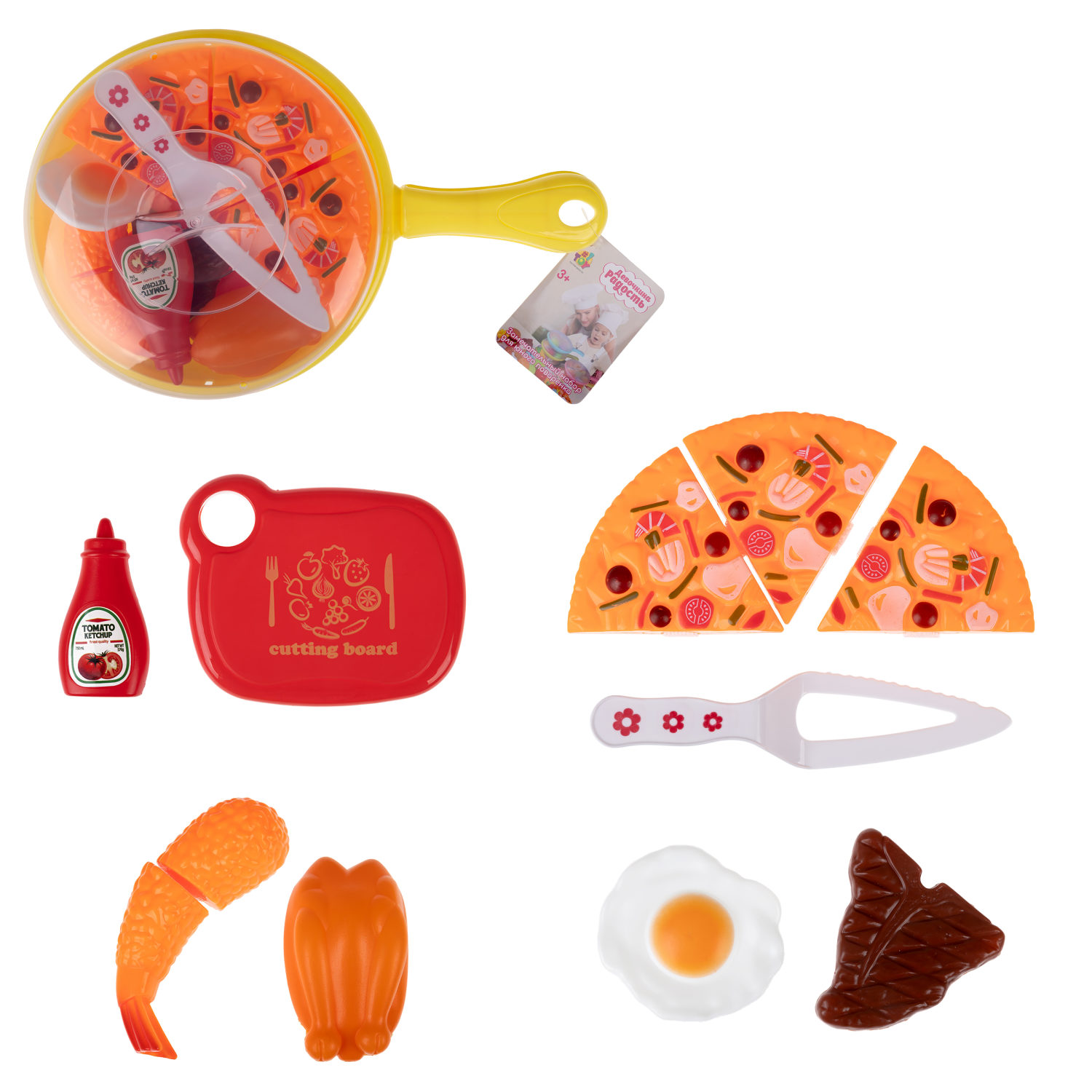 1TOY ДЕВОЧКИНА РАДОСТЬ Набор продуктов в сковороде "Пиццерия", 30х19 см.