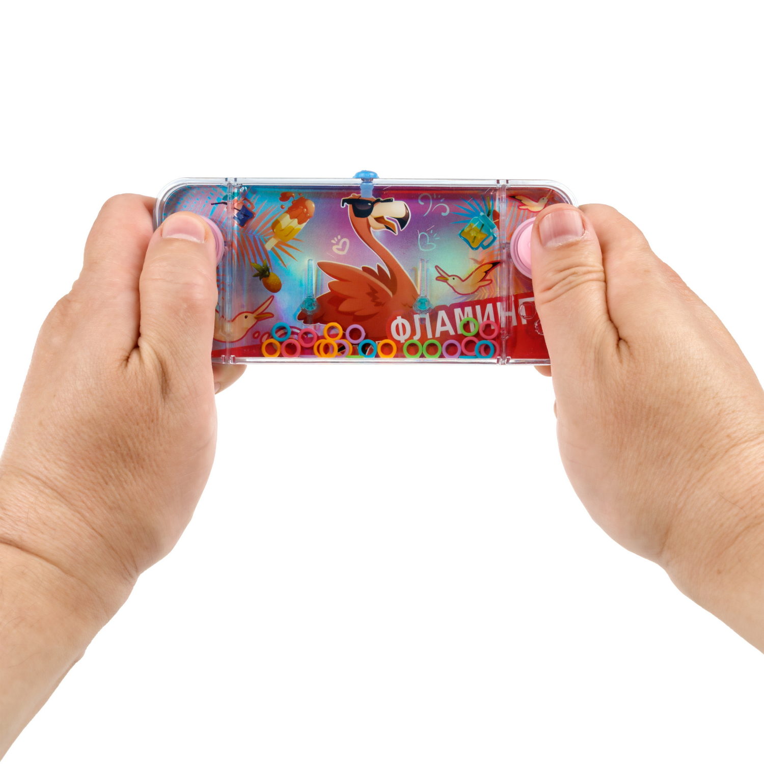 Водный тетрис 1TOY Игра с водой Насади колечки Фламинго, 15,5х7х2 см, 3 вида