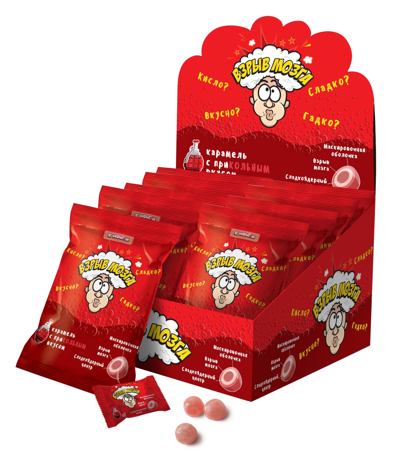 Карамель "ВЗРЫВ МОЗГА" со вкусом колы, в блоке 24шт