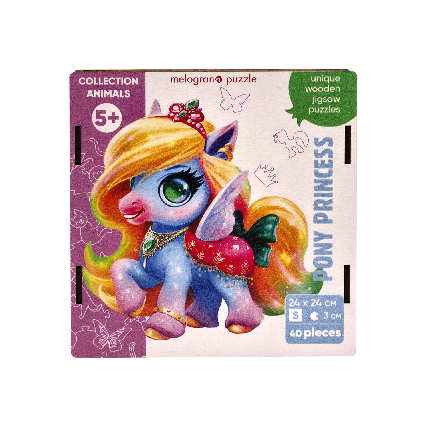 Деревянные пазлы Collection Animals Пони принцесса, 40 деталей