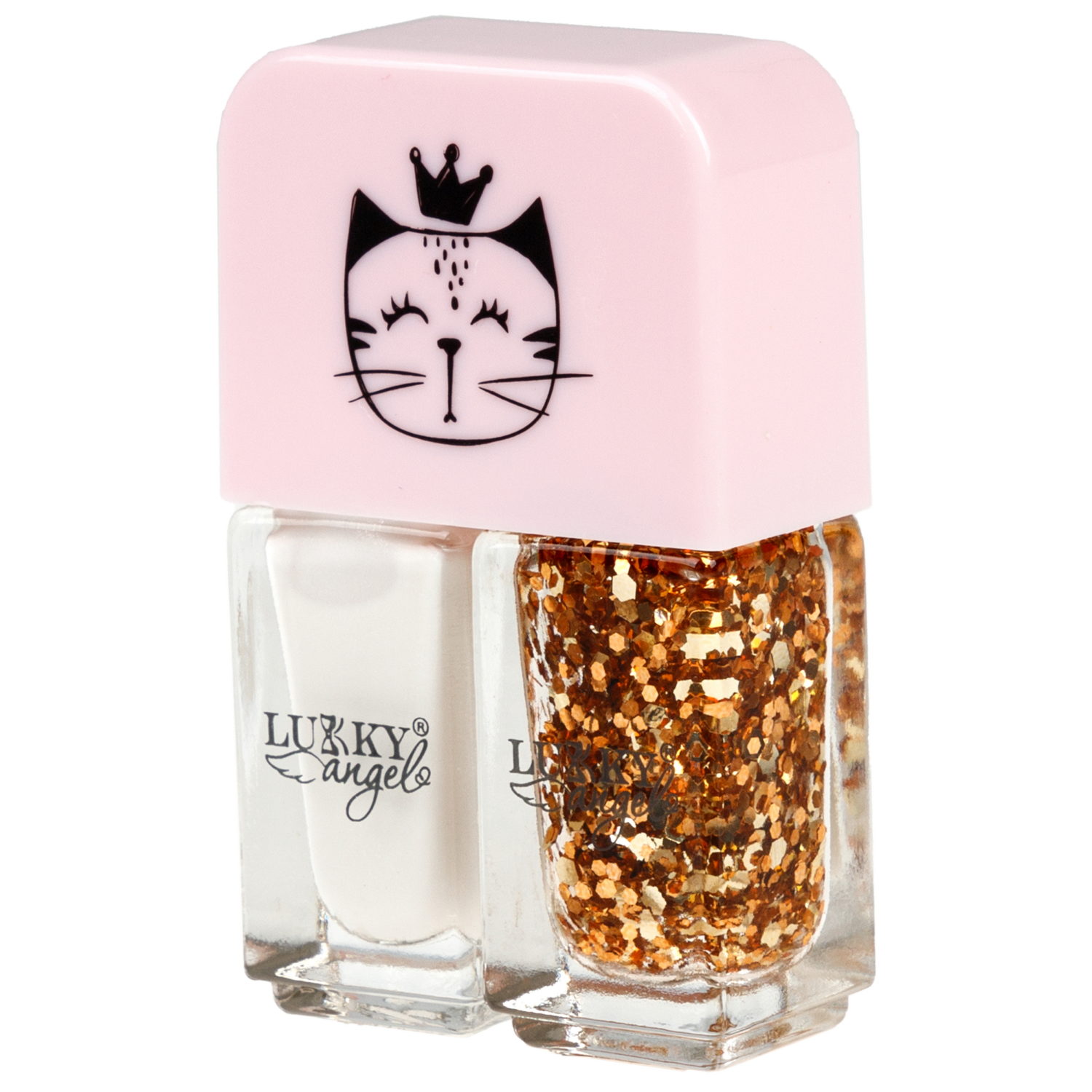 Двойной лак для детских ногтей Lukky Angel Just Duet зефирно-перламутровый и золотой с блестками, 2 по 4 мл