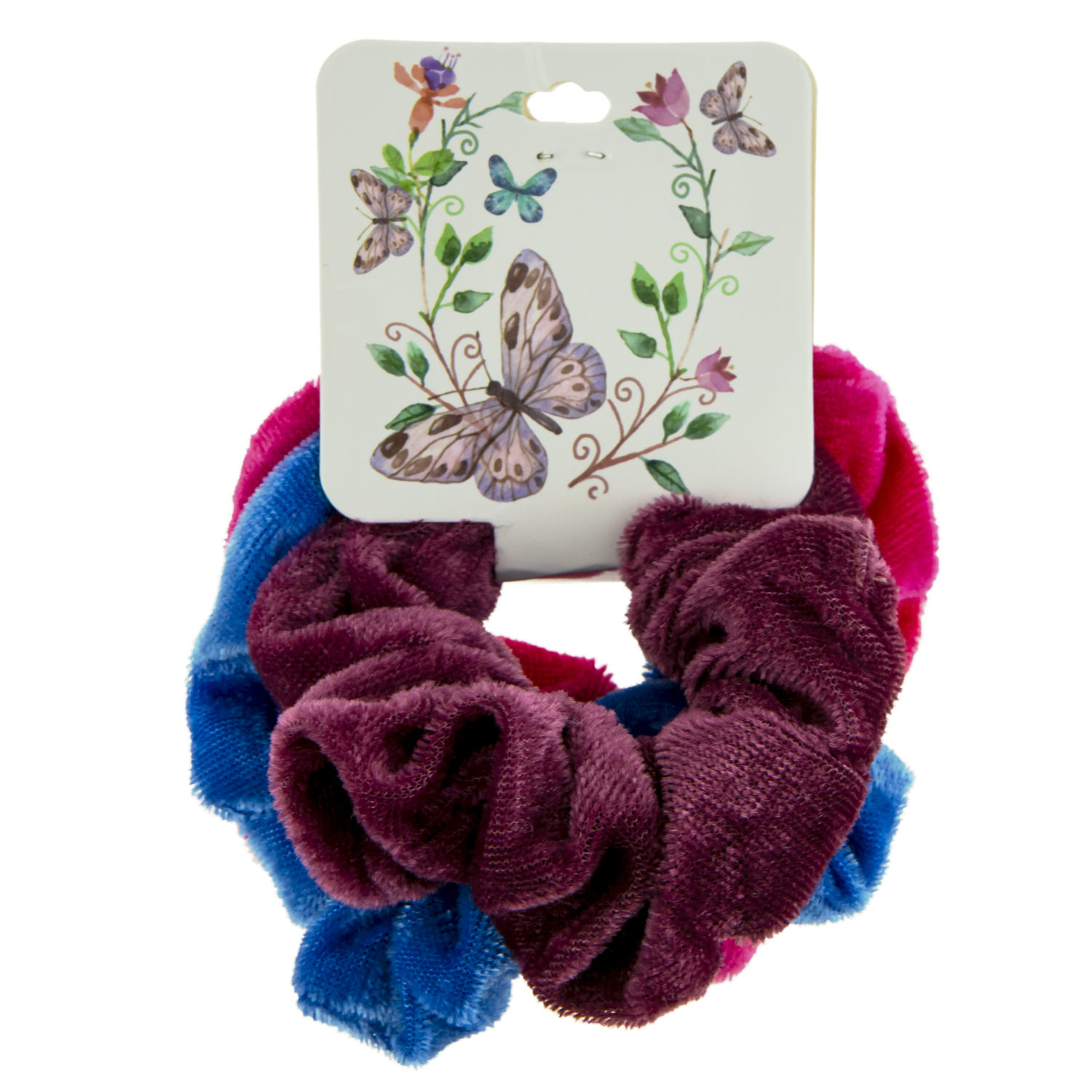 Lukky Fashion резинки текстильные, бархат, 3 шт (голубой, лиловый, фуксия)