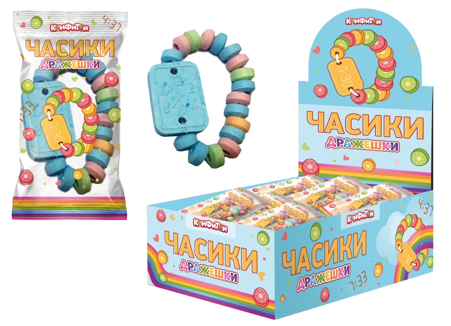 Драже Конфитой Дражешки Часики, блок 48 шт (13г х 48 х 12)