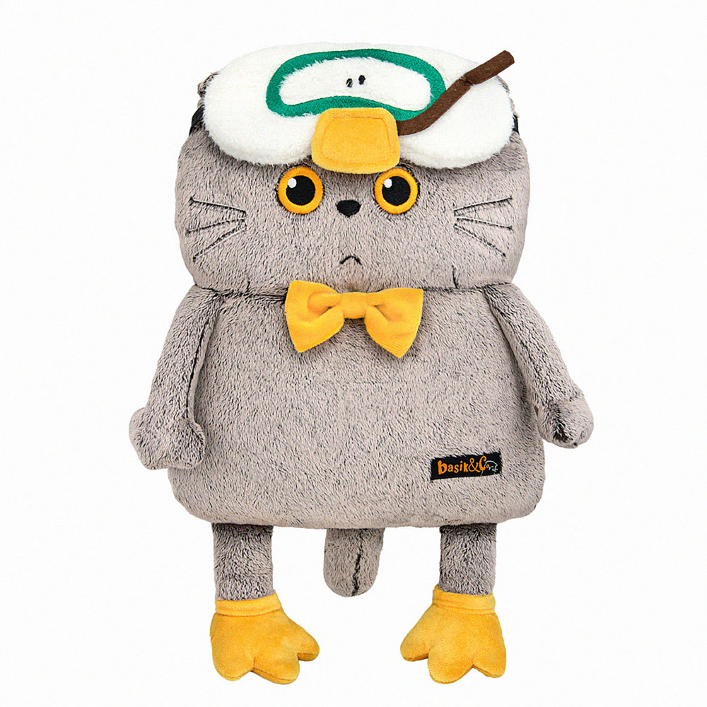 Мягкая игрушка Кот Басик в маске для сна "Гусик", 34 см