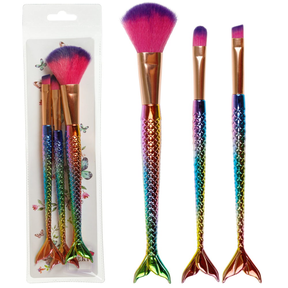 Набор кисточек LUKKY 3 кисти для нанесения макияжа "Русалочка"