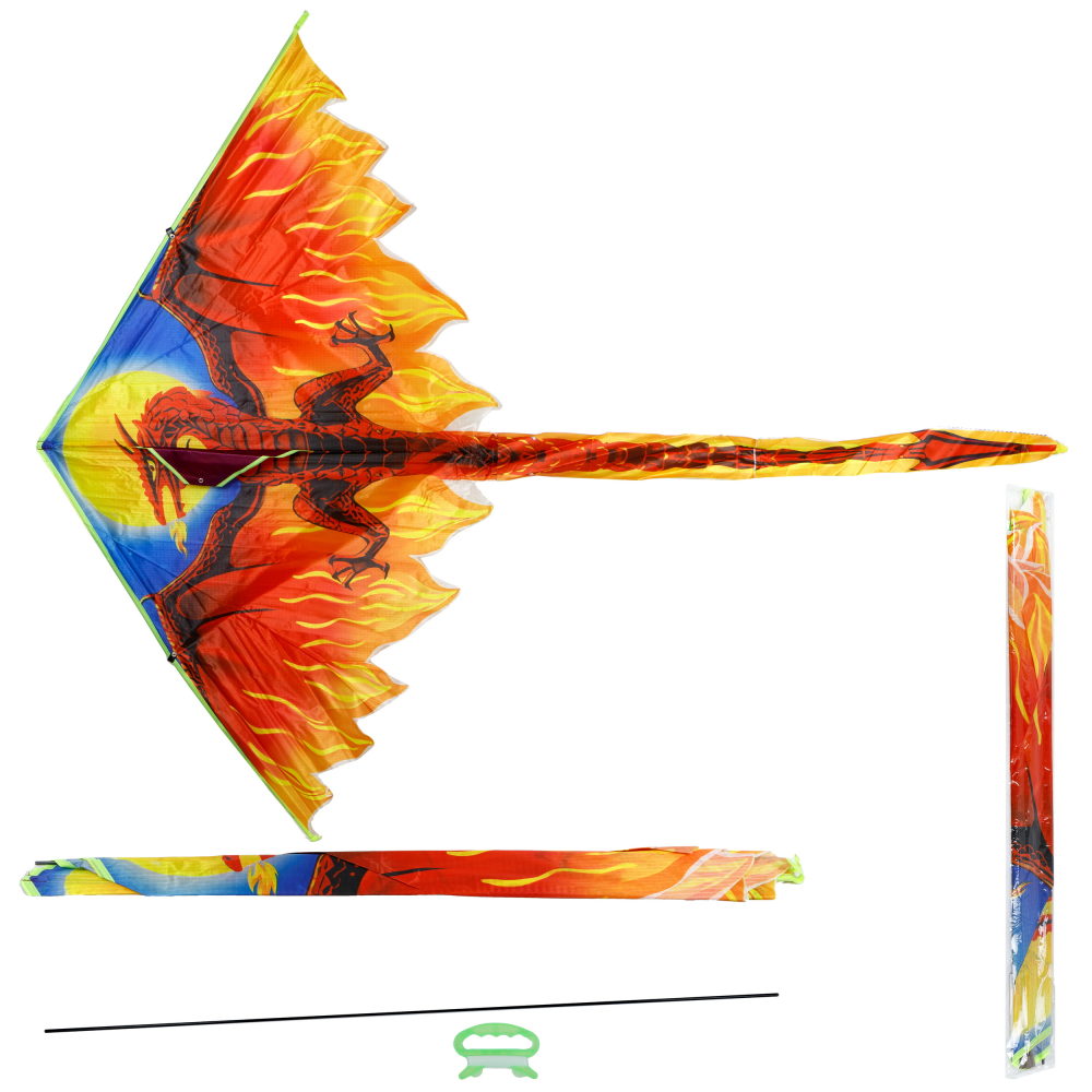 Воздушный змей 1TOY Дракон 130х110 см, леер 50 м
