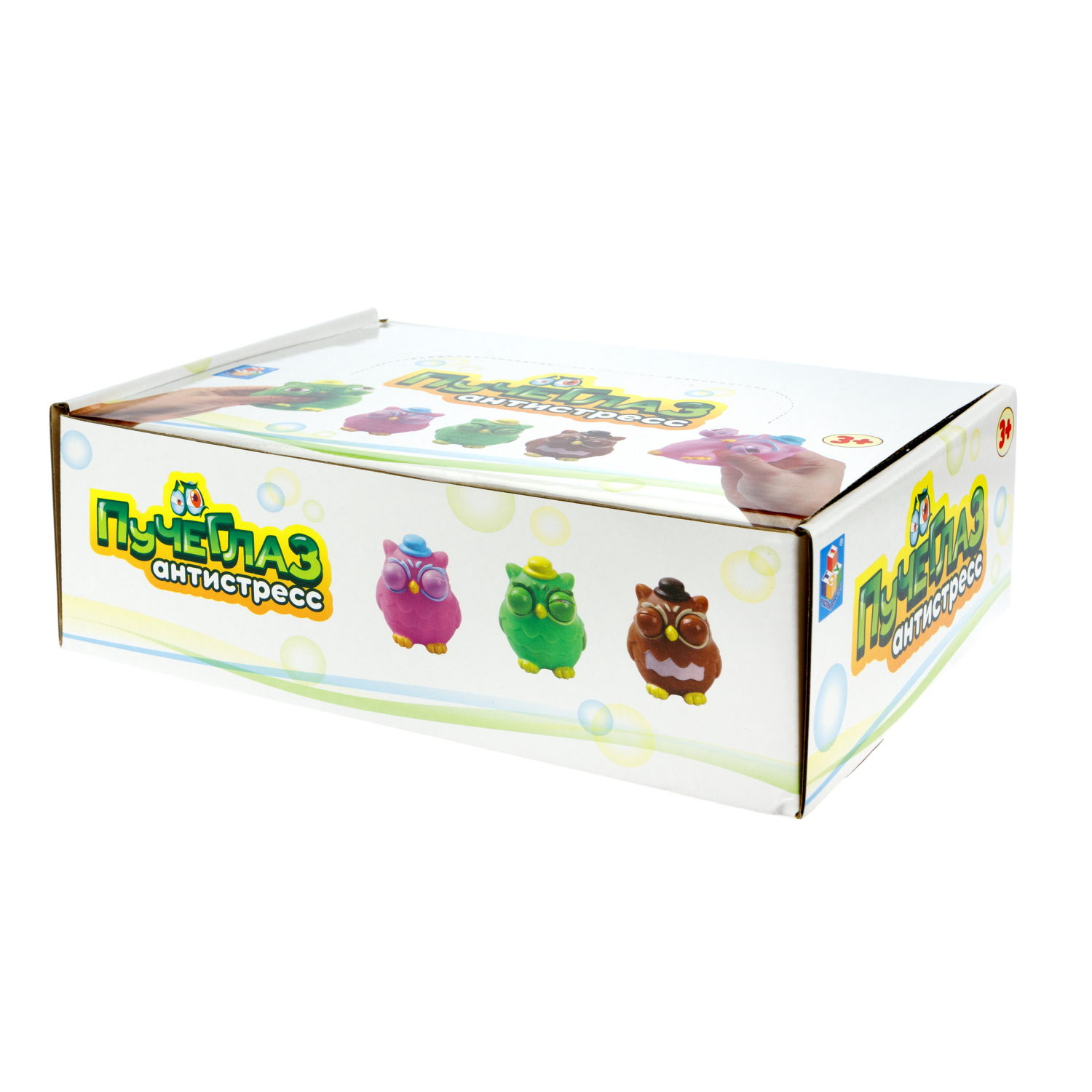 1toy Пучеглаз-антистресс "Совы" 6,5х6x6,8 см, 3 вида в асс., 12 шт. в д/б