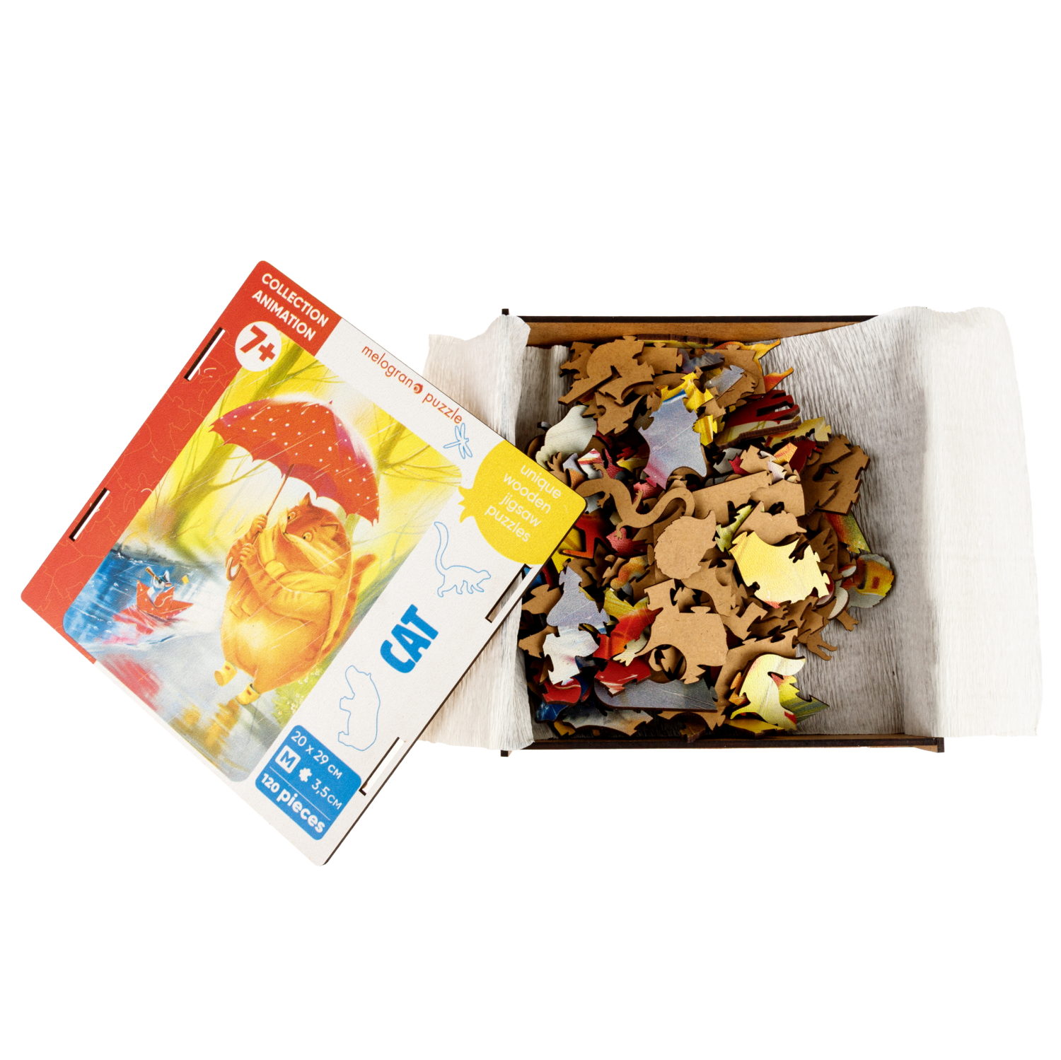 Деревянные пазлы Collection Animals Кот под зонтиком, 120 деталей