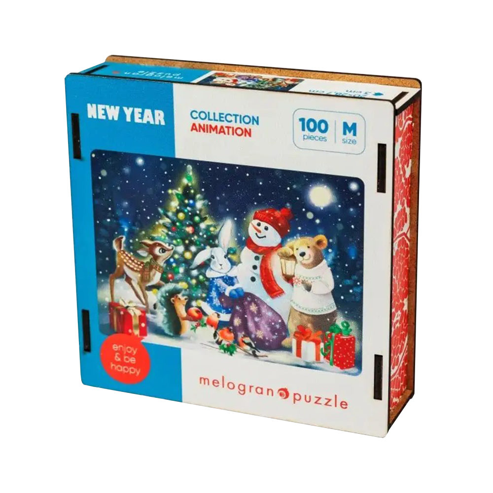 Деревянные пазлы Collection Animation Новый год в лесу, 100 деталей, 20х28,7 см
