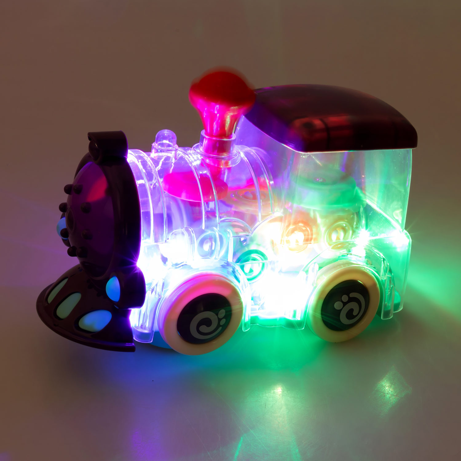 Игрушка прозрачная с шестеренками 1TOY Движок «Локомитив», со светом и звуком, 1 шт.