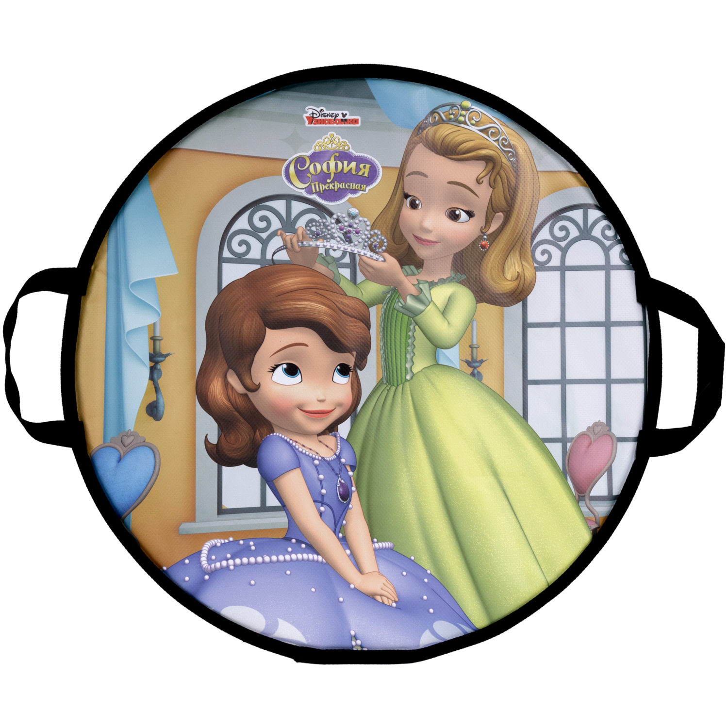 Ледянка мягкая, большая, круглая, с крепкими ручками, для катания с горки, для девочки DISNEY София, 52 см