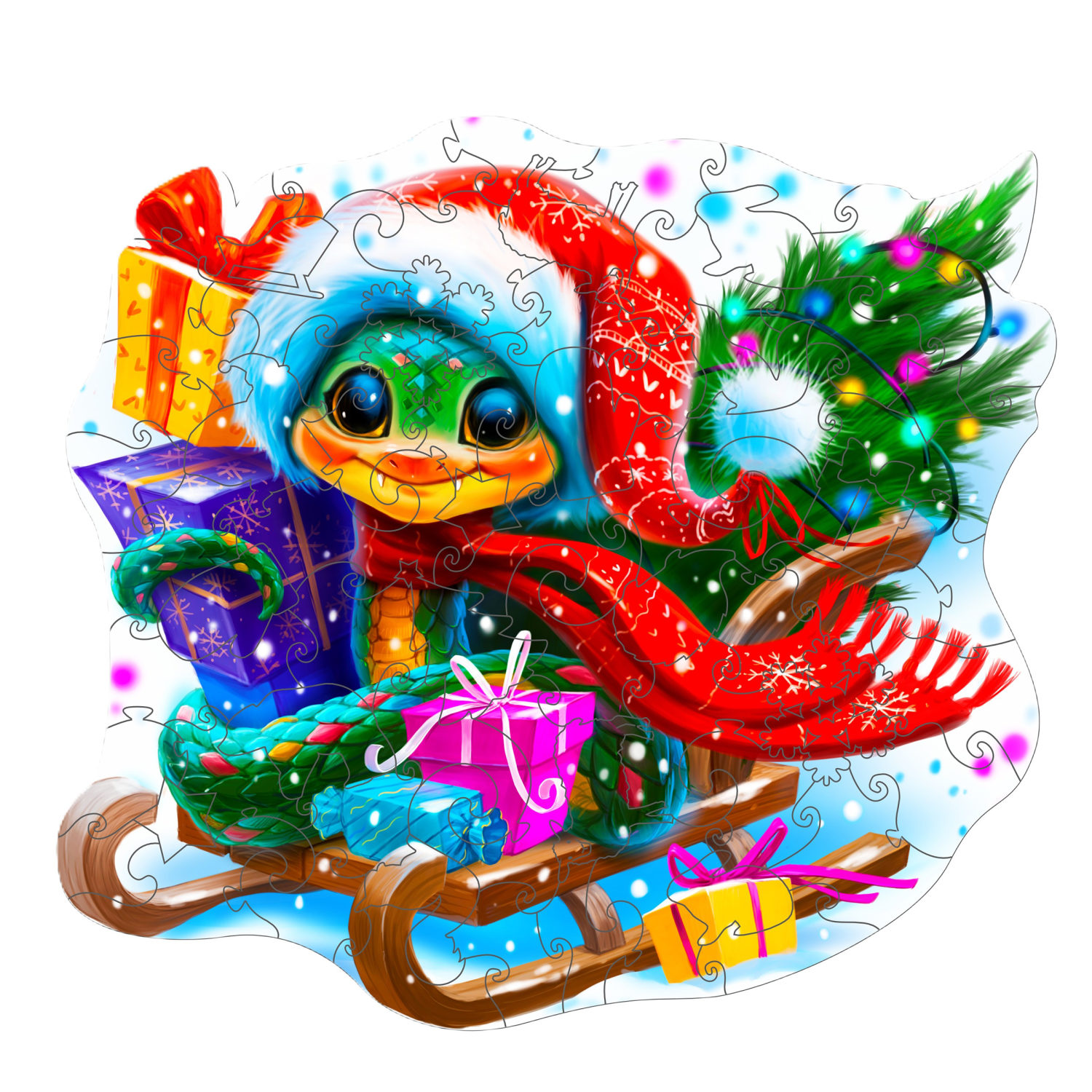 Деревянные пазлы Collection Animation Змея на санках, 70 деталей, 29х26 см, 7+