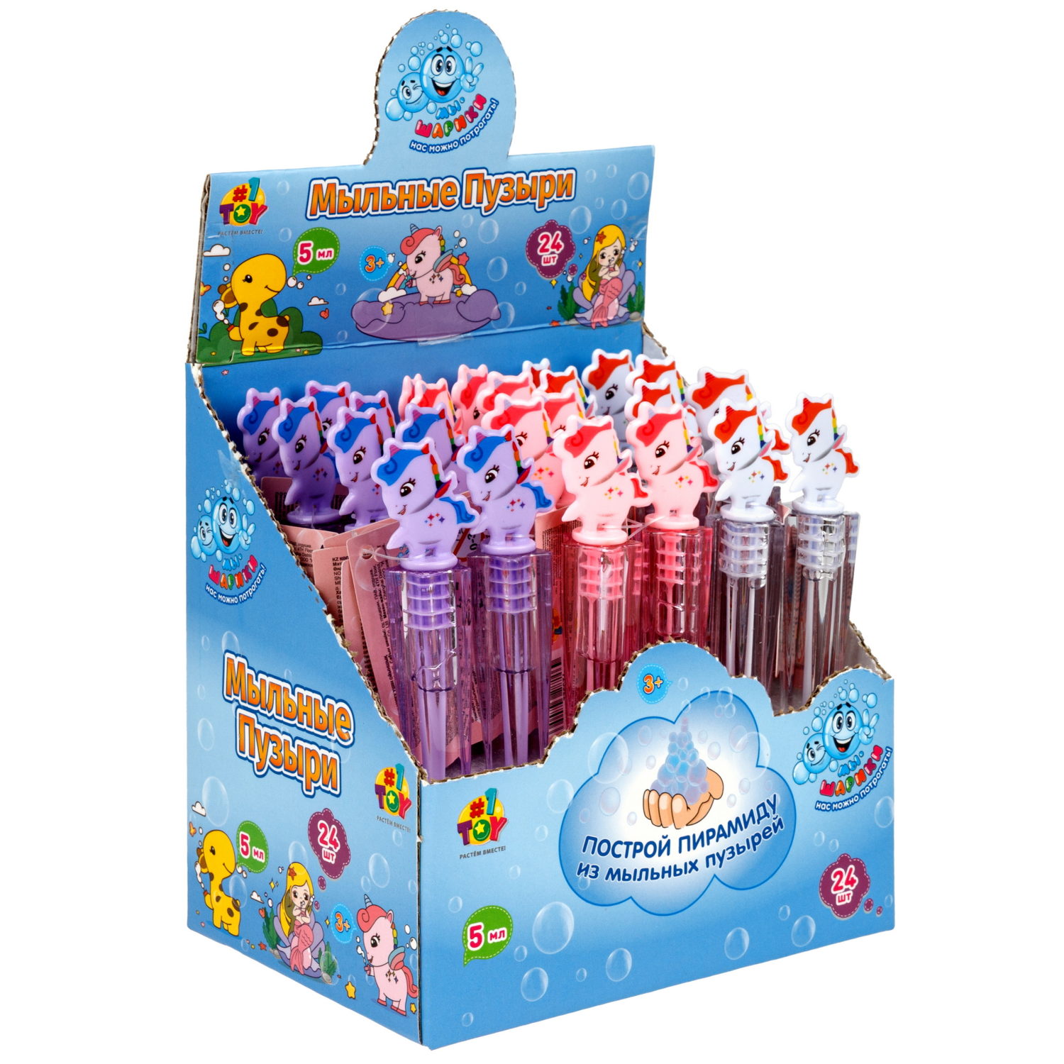 Нелопающиеся мыльные пузыри 1TOY Мы-шарики! Единорог, 5 мл, 3 цвета в ассортименте