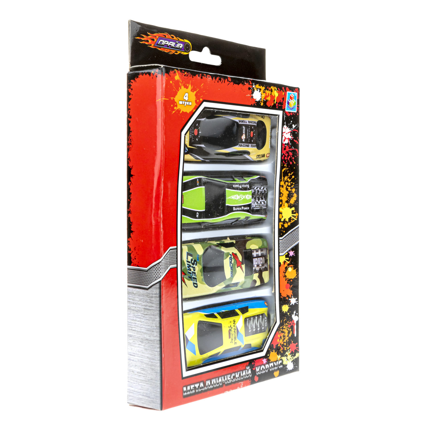 Набор металлических машинок 1TOY Драйв, гоночные, маленькие, 7 см, 4 шт.