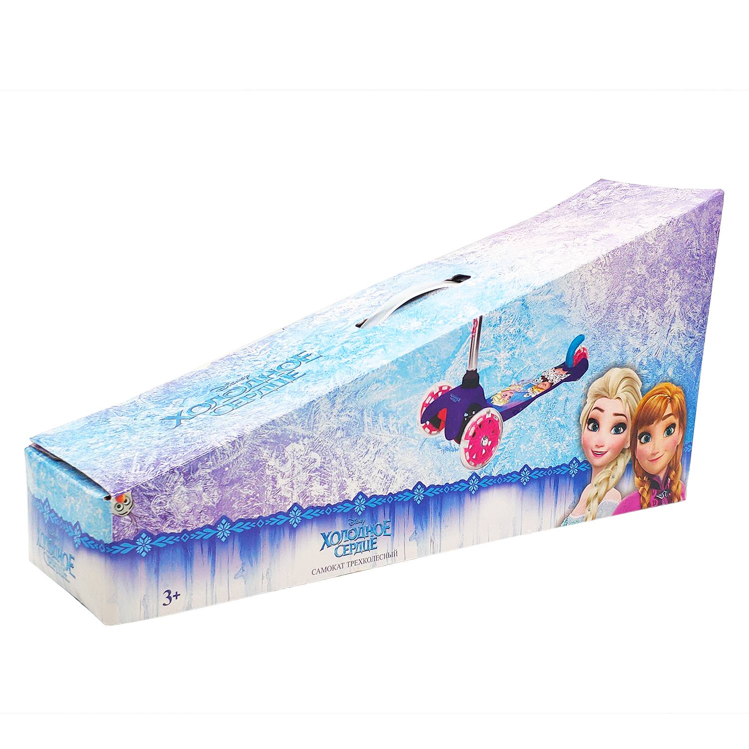 Самокат детский Disney Холодное Сердце, трехколесный, кикборд, со светящимися колесами