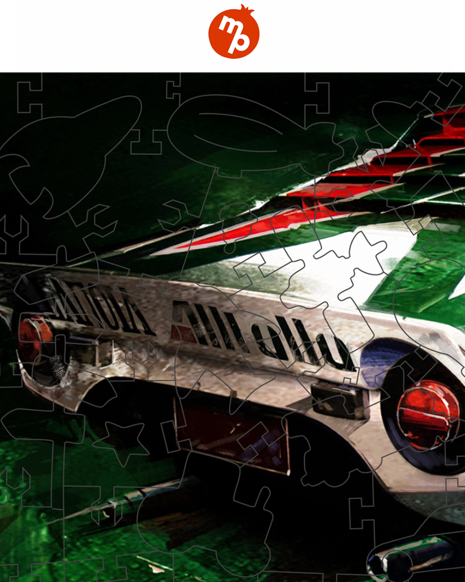 Деревянные пазлы Collection Transport Гоночный автомобиль белый, 80 деталей, 28х14 см