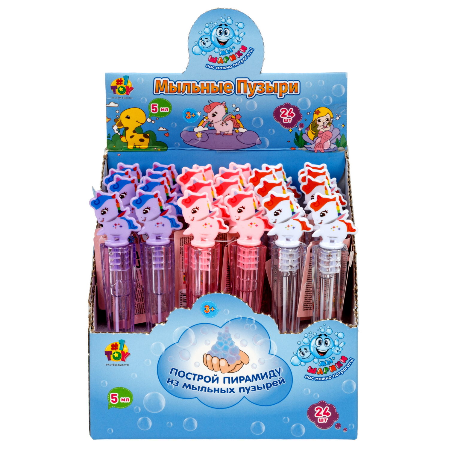 Нелопающиеся мыльные пузыри 1TOY Мы-шарики! Единорог, 5 мл, 3 цвета в ассортименте
