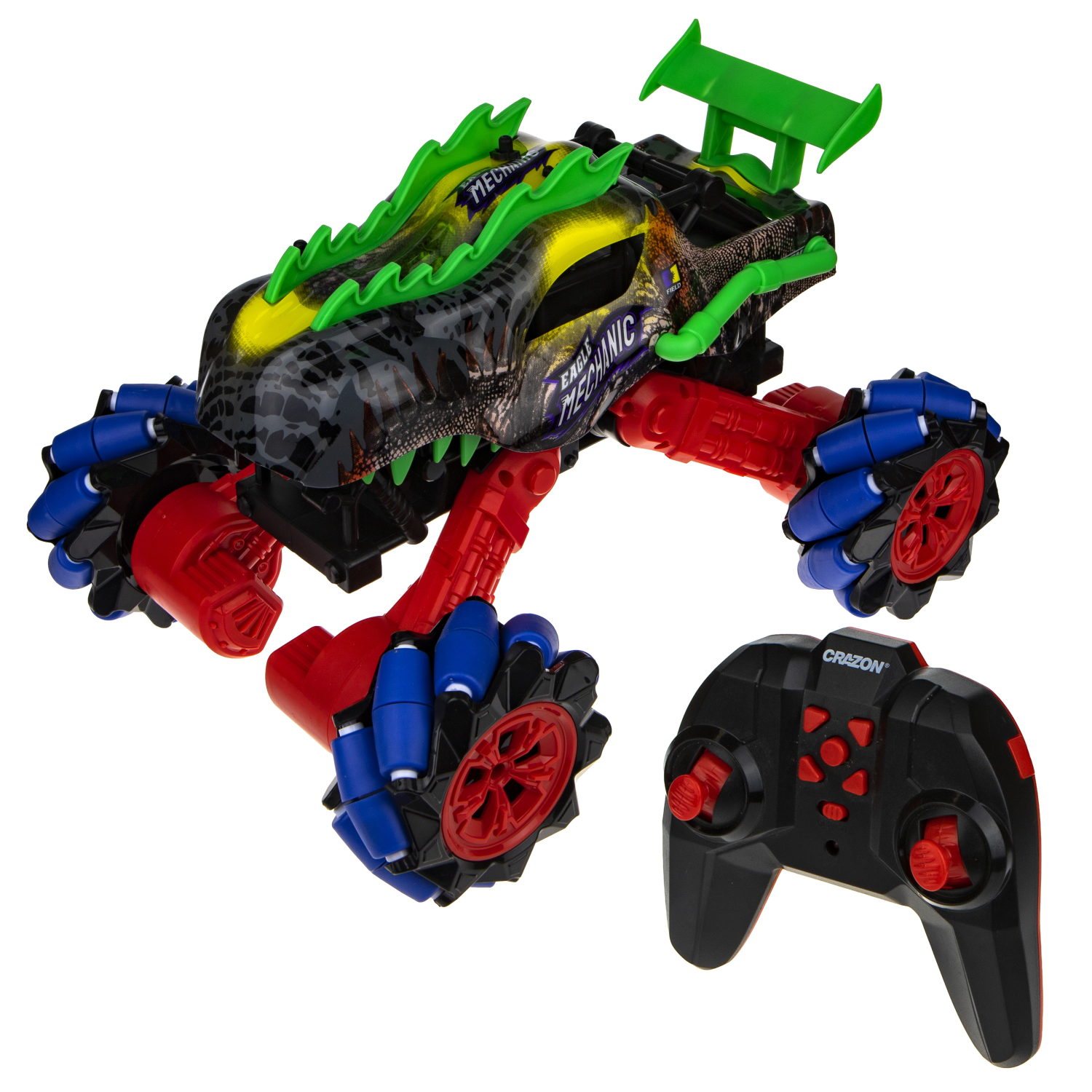 Машинка на пульте управления 1TOY Драйв, Монстр-трак Динозавр, серо-зеленый