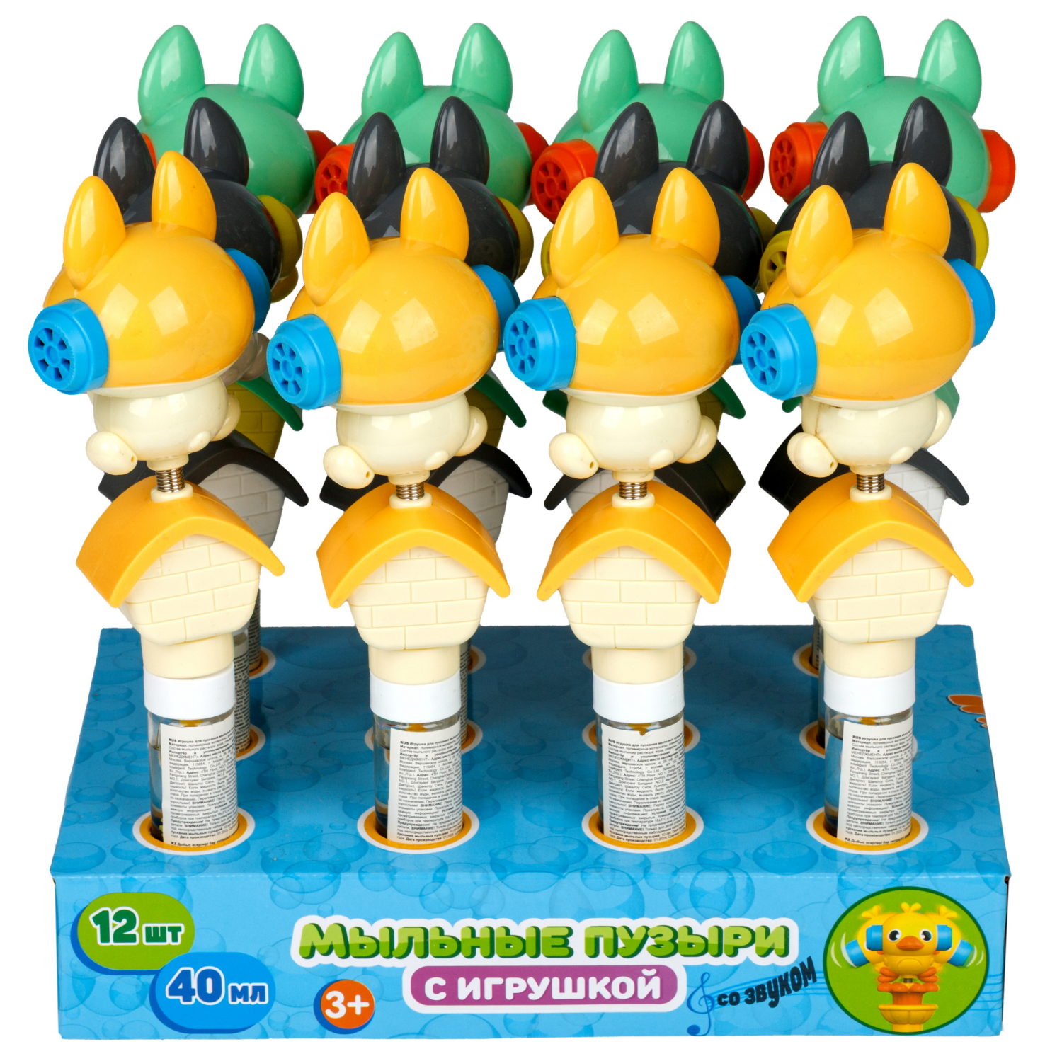 Мыльные пузыри с игрушкой-качалкой 1TOY Мы-шарики! Собака, 40 мл, 3 цвета в ассортименте