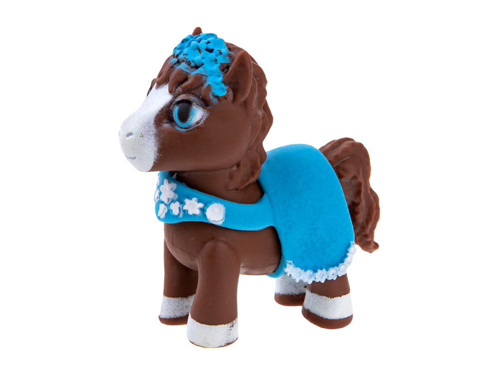 1TOY Пони на фасоне Шоколадка, пони тянущиеся в костюмчиках 10см,  пакет с окном, 12 шт в д/б