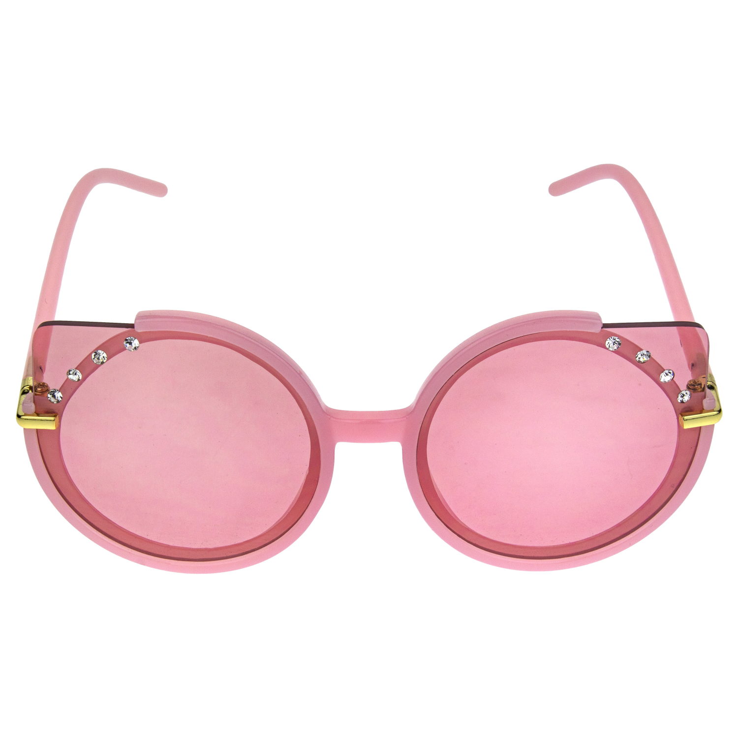 Очки солнцезащитные детские Lukky Fashion "Кошачий взгляд" со стразами, розовый