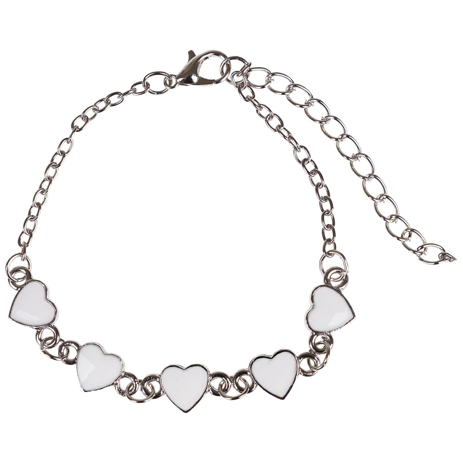 Набор украшений Lukky Fashion "Сердечки мини": браслет на руку, сережки-гвоздики, колечко, белый