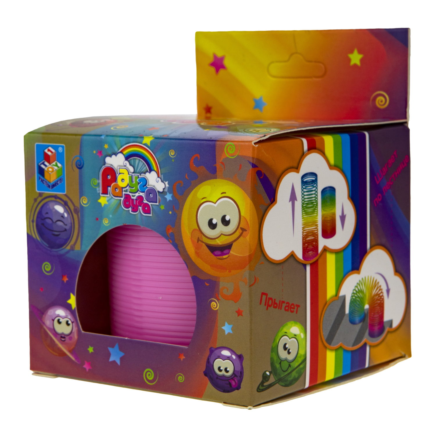 Пружинка радуга 1TOY «Радуга-дуга» Эмоции, 7,5*7,5 см, 6 видов в ассортименте