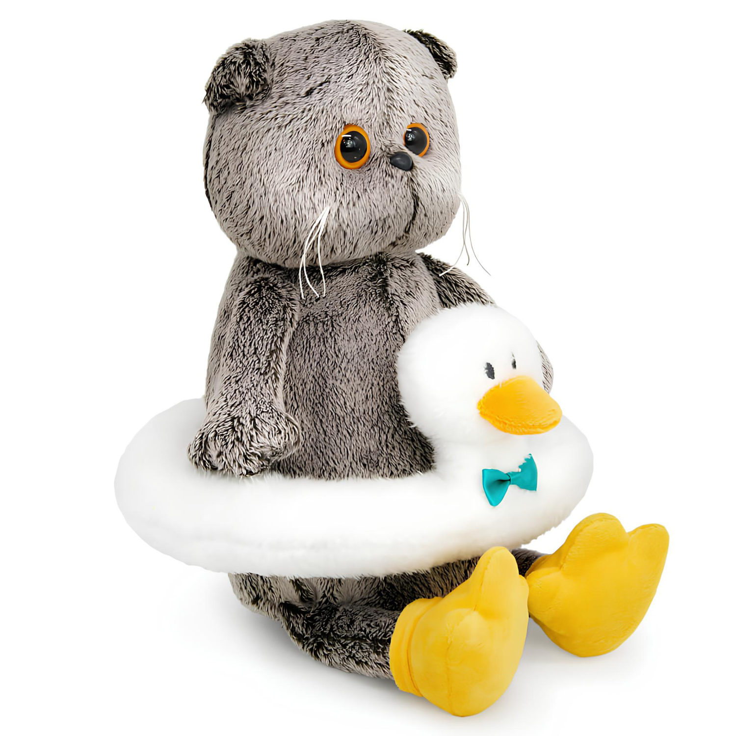 Мягкая игрушка Кот Басик в плавательном круге "Гусик", 25 см