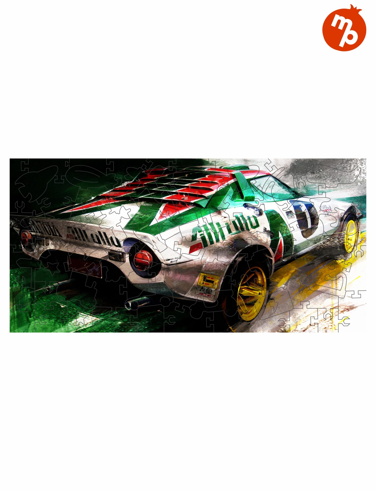 Деревянные пазлы Collection Transport Гоночный автомобиль белый, 80 деталей, 28х14 см