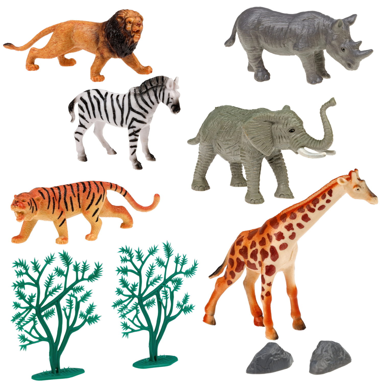 Игровой набор 1TOY "В мире животных", фигурки диких животных Африки: фламинго, страус, обезьяна, гиена, орикс, 10 шт.