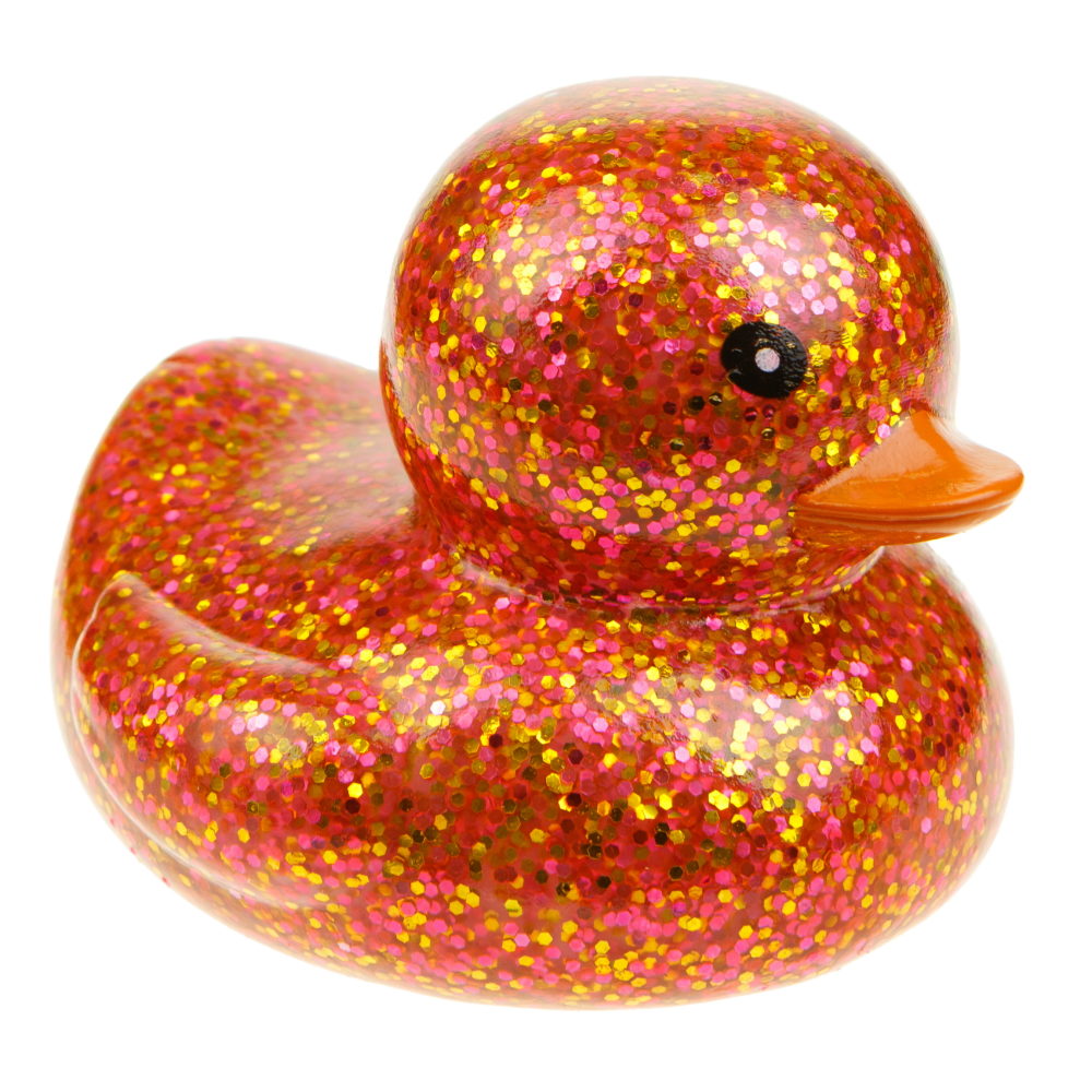 1toy Жмяка-антистресс "Уточка" с блёстками 8х7,2х6,5 см, красная