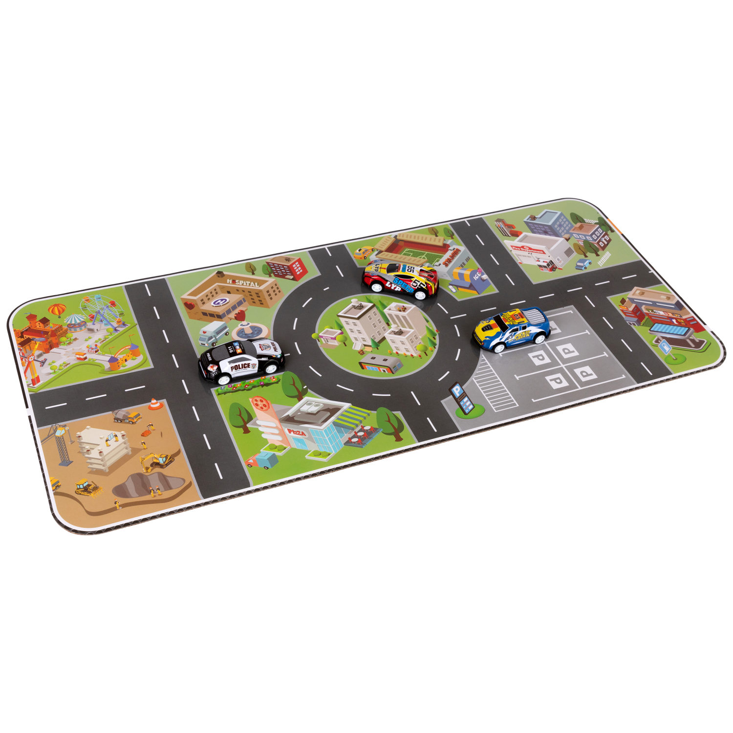 Набор металлических машинок с картой 1TOY Драйв, инерционные, гоночные, маленькие, 6,8 см, 60 шт.