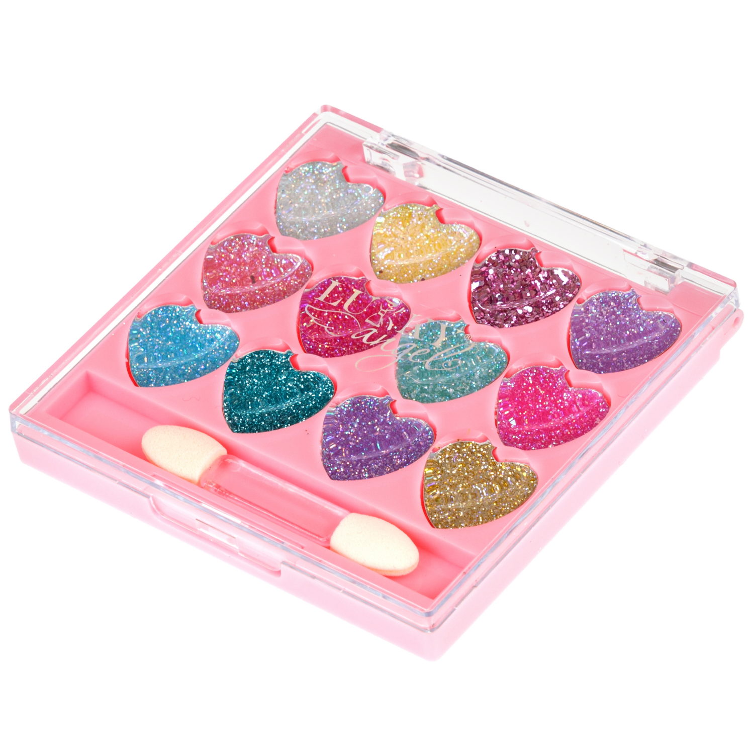 Палетка крем-теней для век детских Lukky Angel, «Сердечки», 12 цветов, розовая коллекция, 9 г