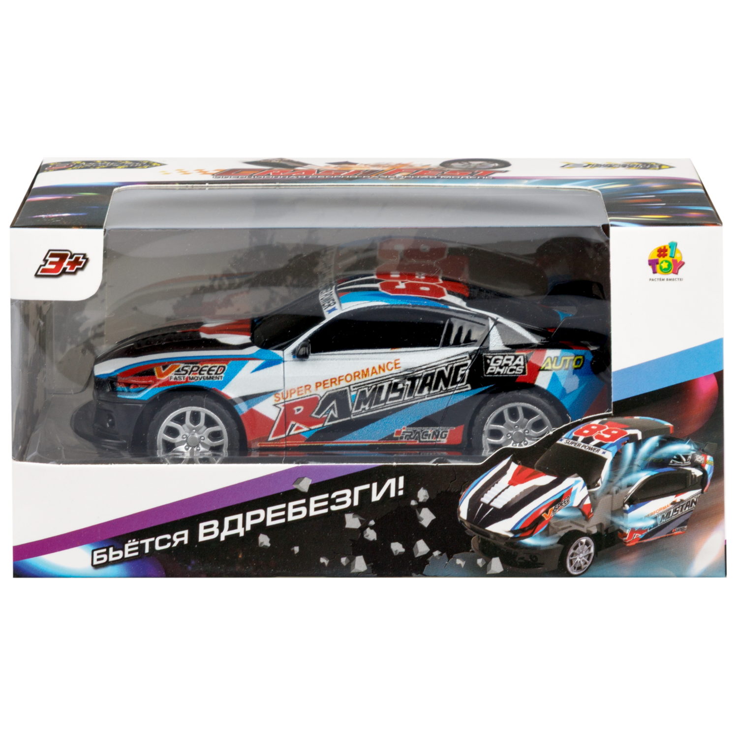 Машинка инерционная 2в1 1TOY CrashFest II , разборная, 13 см, 4 вида