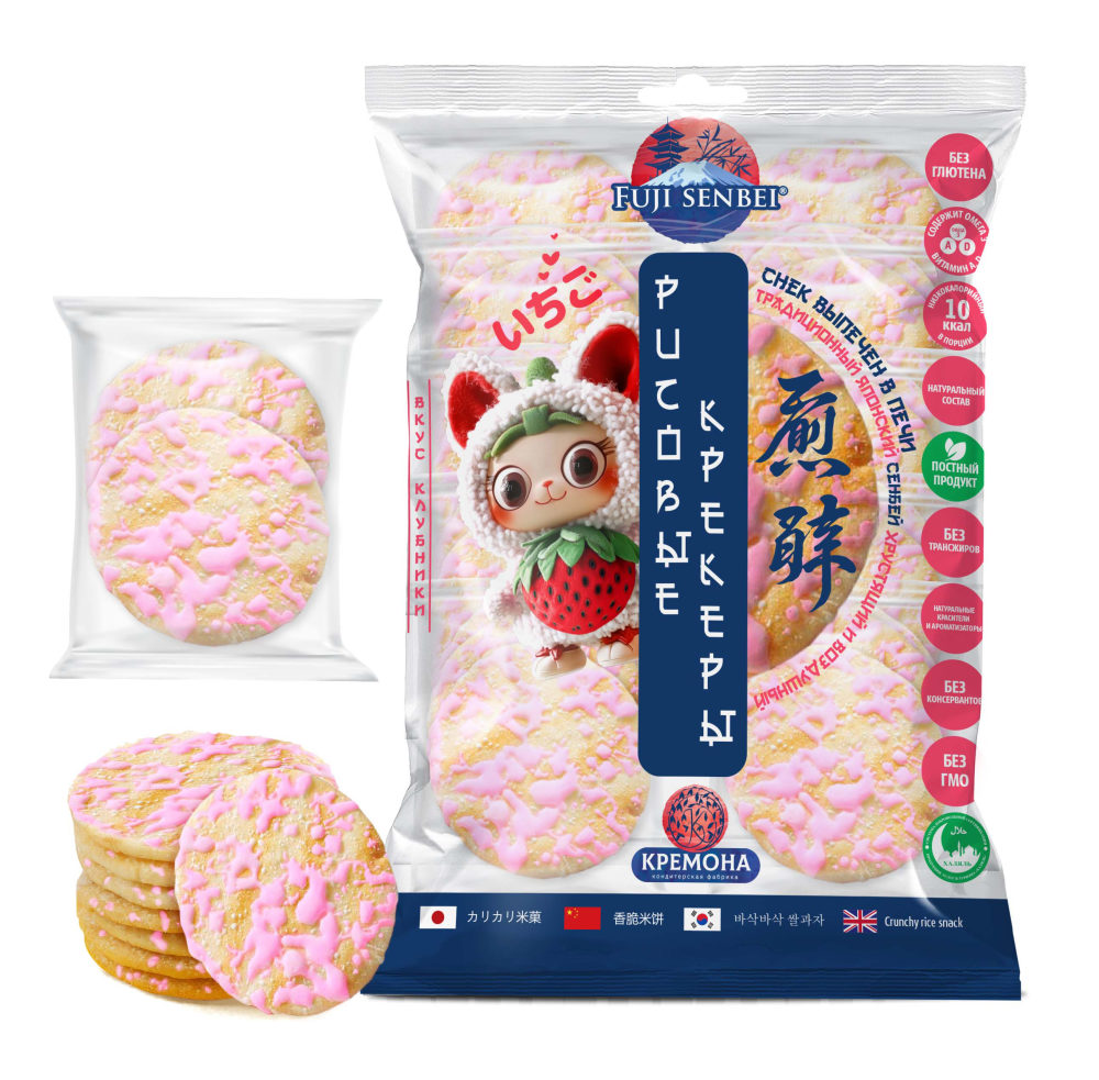 FUJI SENBEI Рисовые крекеры вкус клубники, 106г