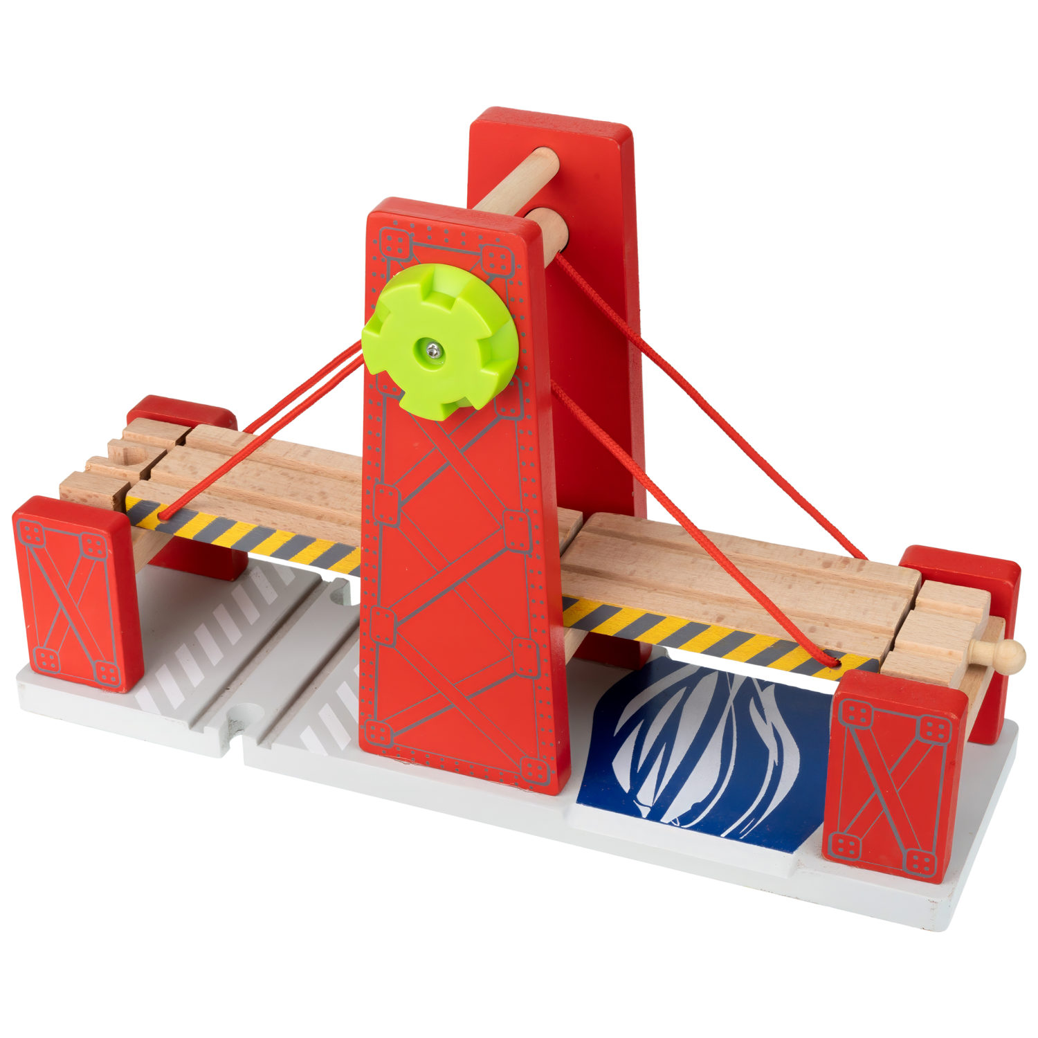 1TOY Goodok наб.аксессуаров для ж/д «Разводной мост»:двойной дерев.развод.мост с подъемным механизмом,2 восходящими рельсами,3 дет.,кор.