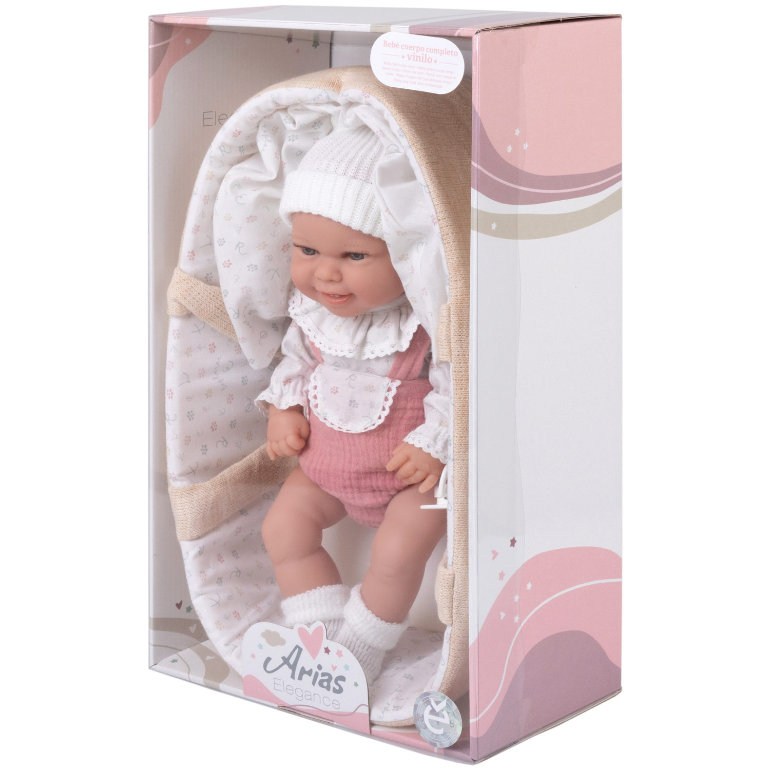 Испанская кукла для девочки reborn пупс Arias виниловая, силиконовая, с люлькой, 33 см