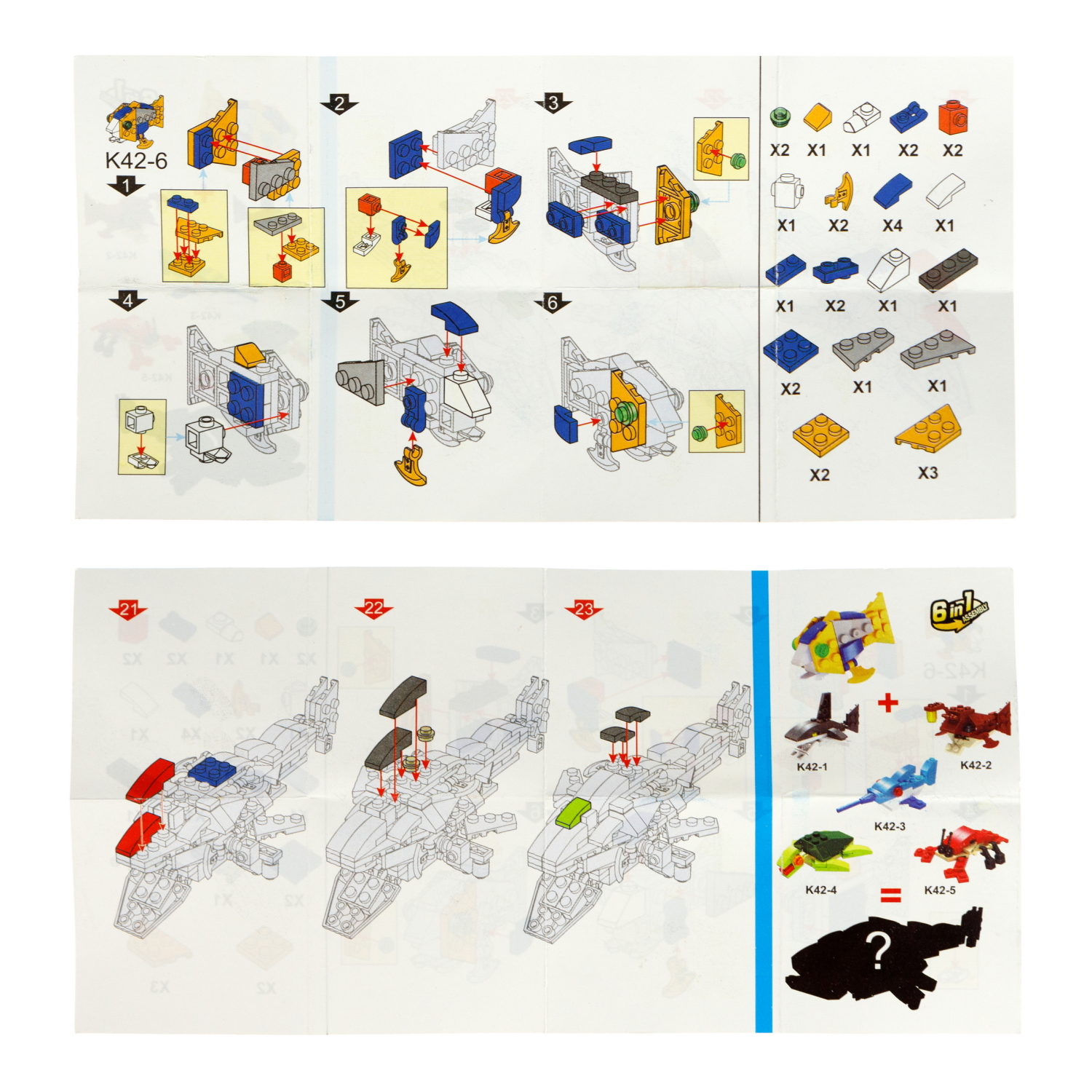 Конструктор 1TOY Blockformers "Океан", 6 видов, из 6 шт. собирается большой кит, 1 шт.