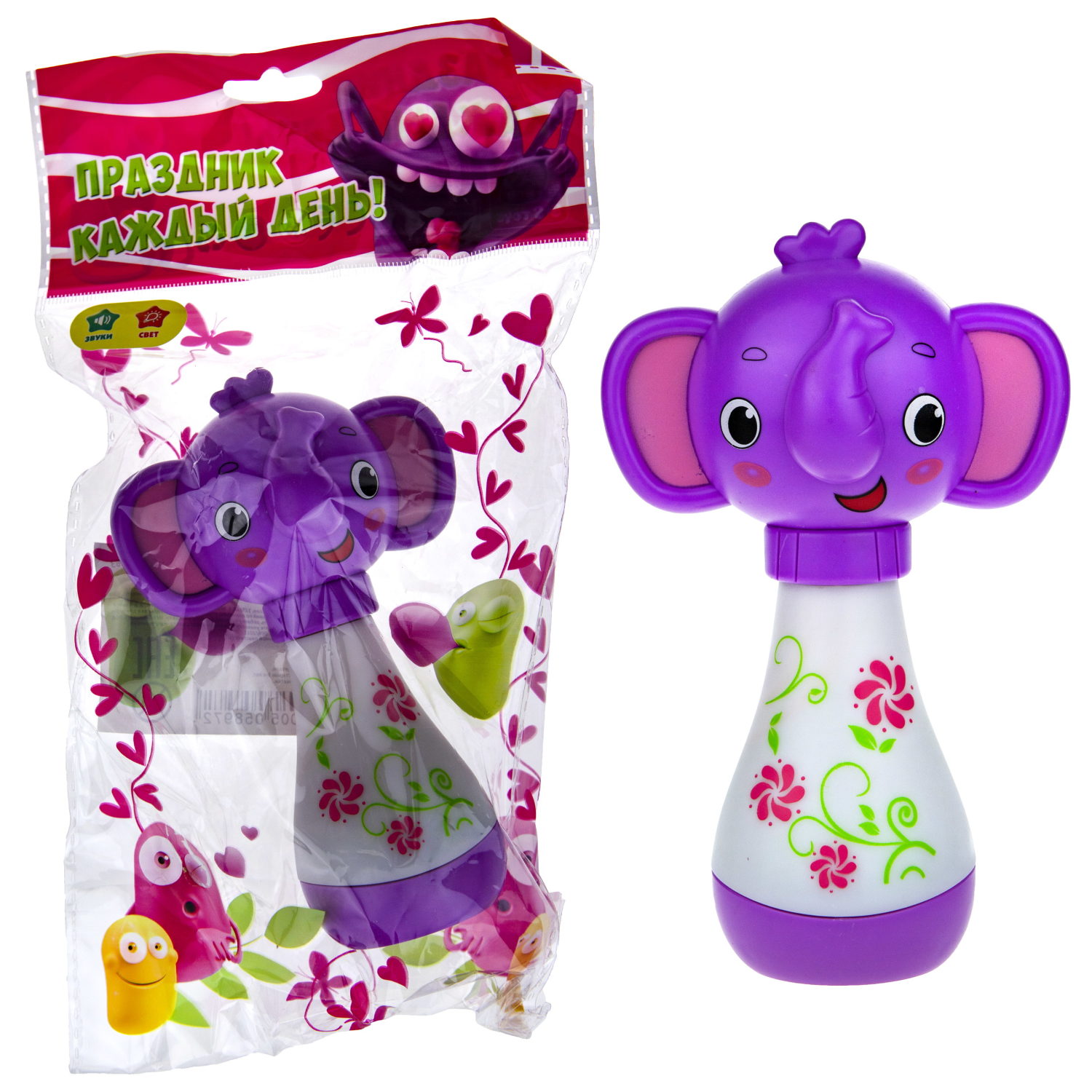 Игрушка слоненок, свет, звук в пак.14,5*5*23см