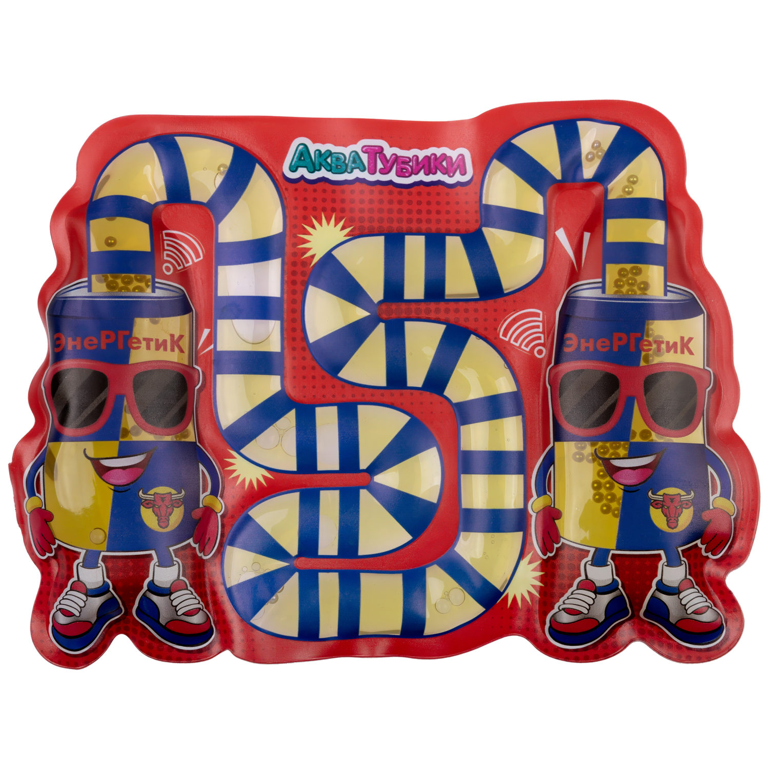 Акватубики 1TOY Бодрячок: Красный Бык, антистресс переливайка