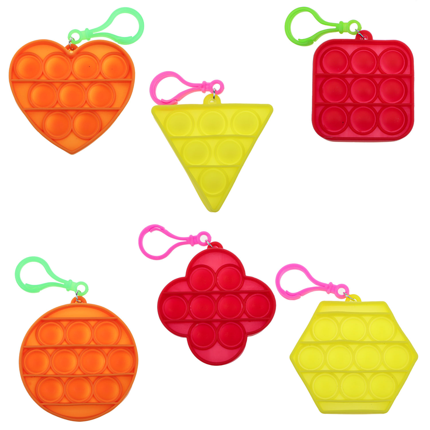 1TOY игрушка-антистресс POP IT брелок геометрические формы, 6 видов в ассортименте
