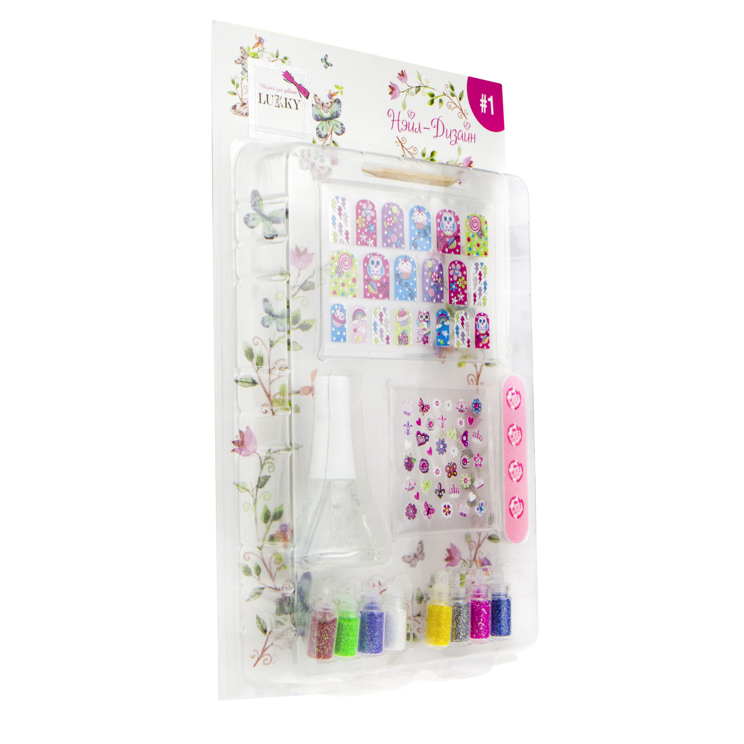Набор LUKKY "Нэйл-Дизайн" дизайн ногтей "Бабочки, цветочки, совы"