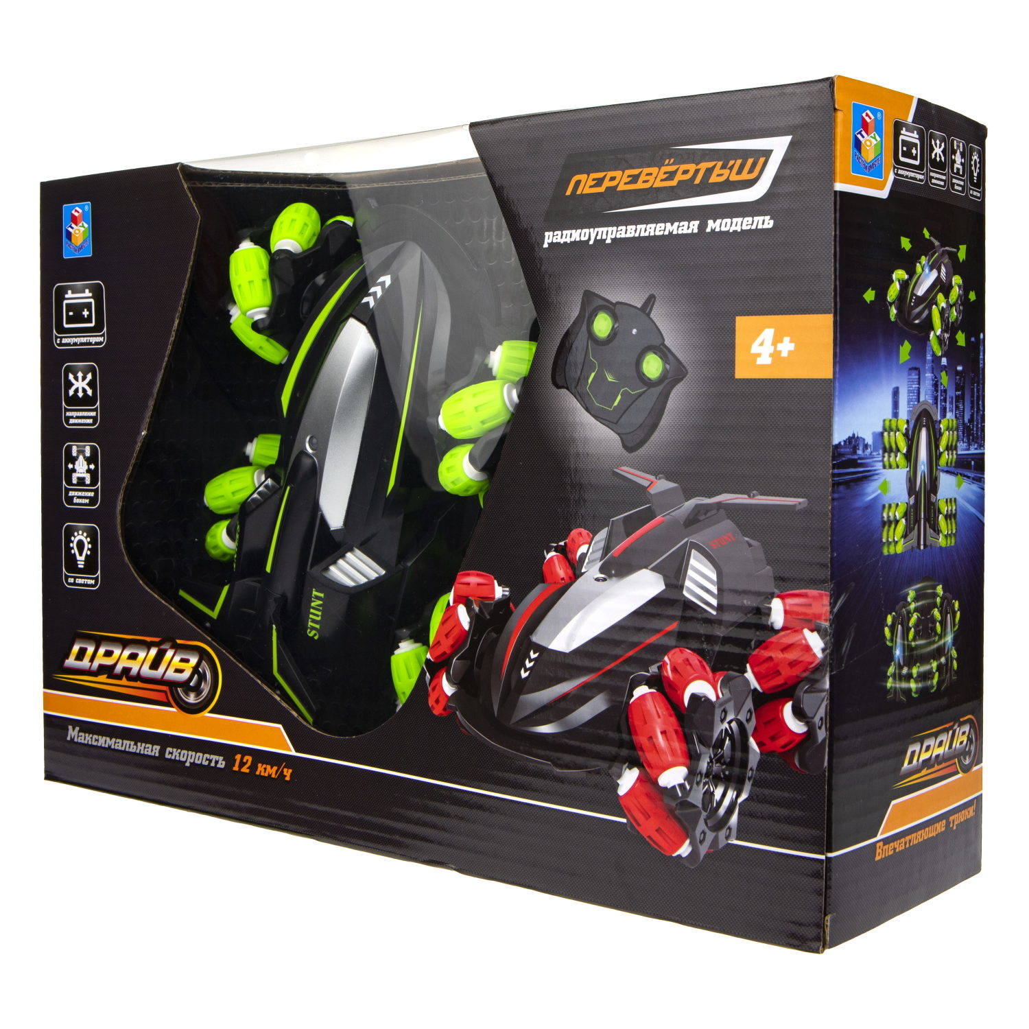 Машинка на пульте управления 1TOY Драйв Перевёртыш на радиоуправлении, дрифт