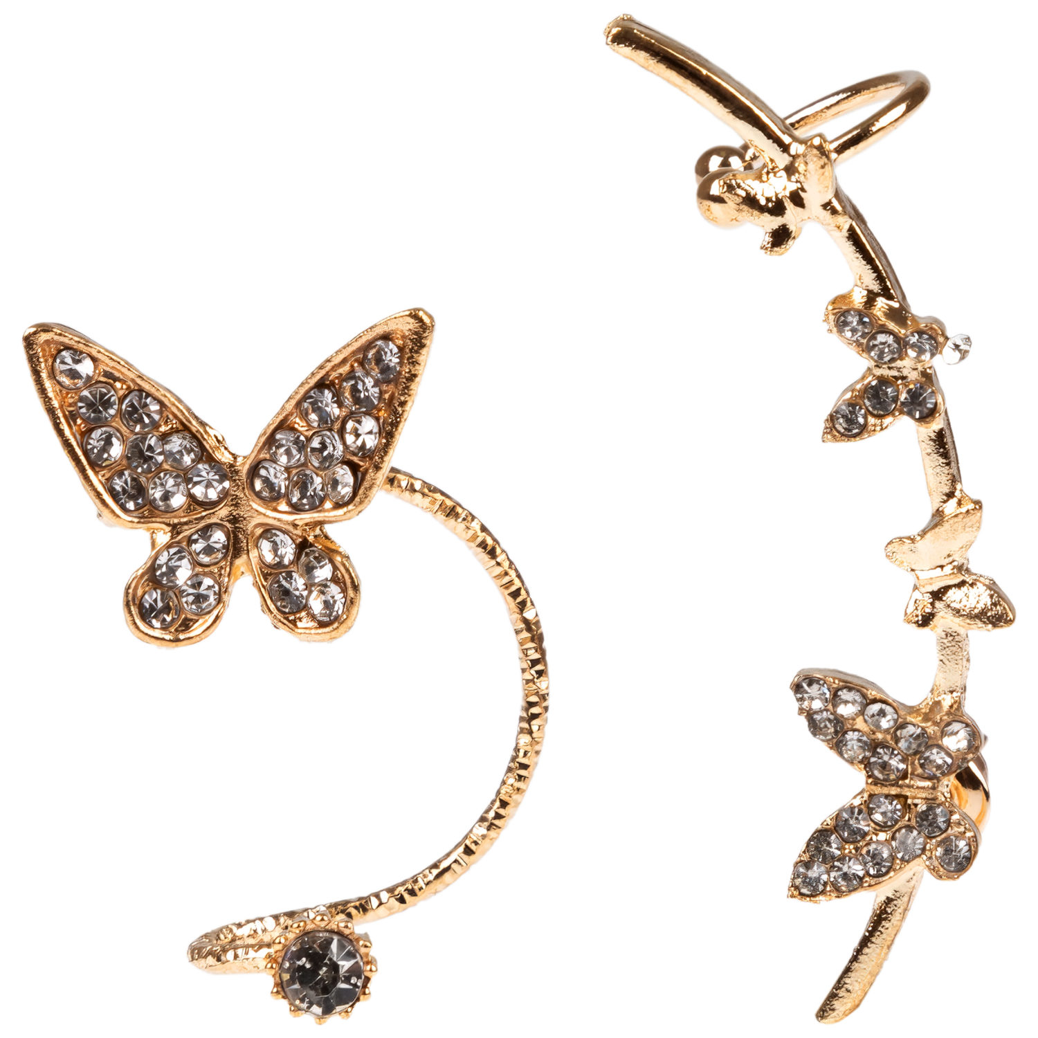 Набор из 2 асимметричных сережек Lukky Fashion "Бабочки", каффы