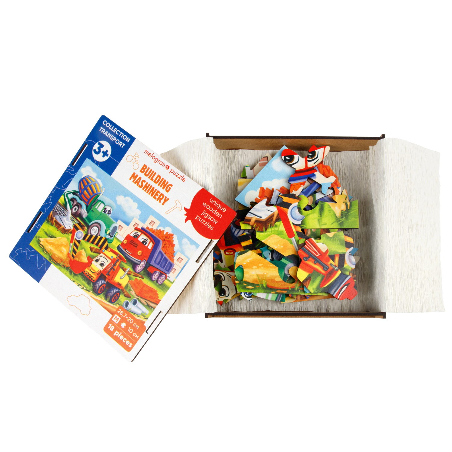 Деревянные пазлы Collection Transport Строительная техника, 18 деталей