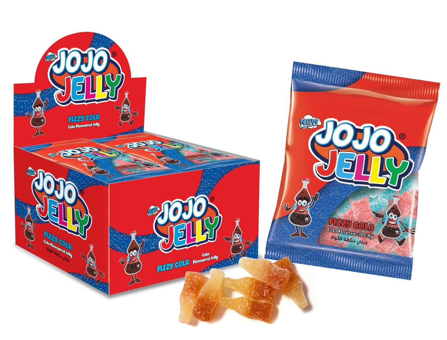 JOJO JELLY Кола жевательный мармелад в обсыпке, блок 24 шт. (20г х 24 х 12)