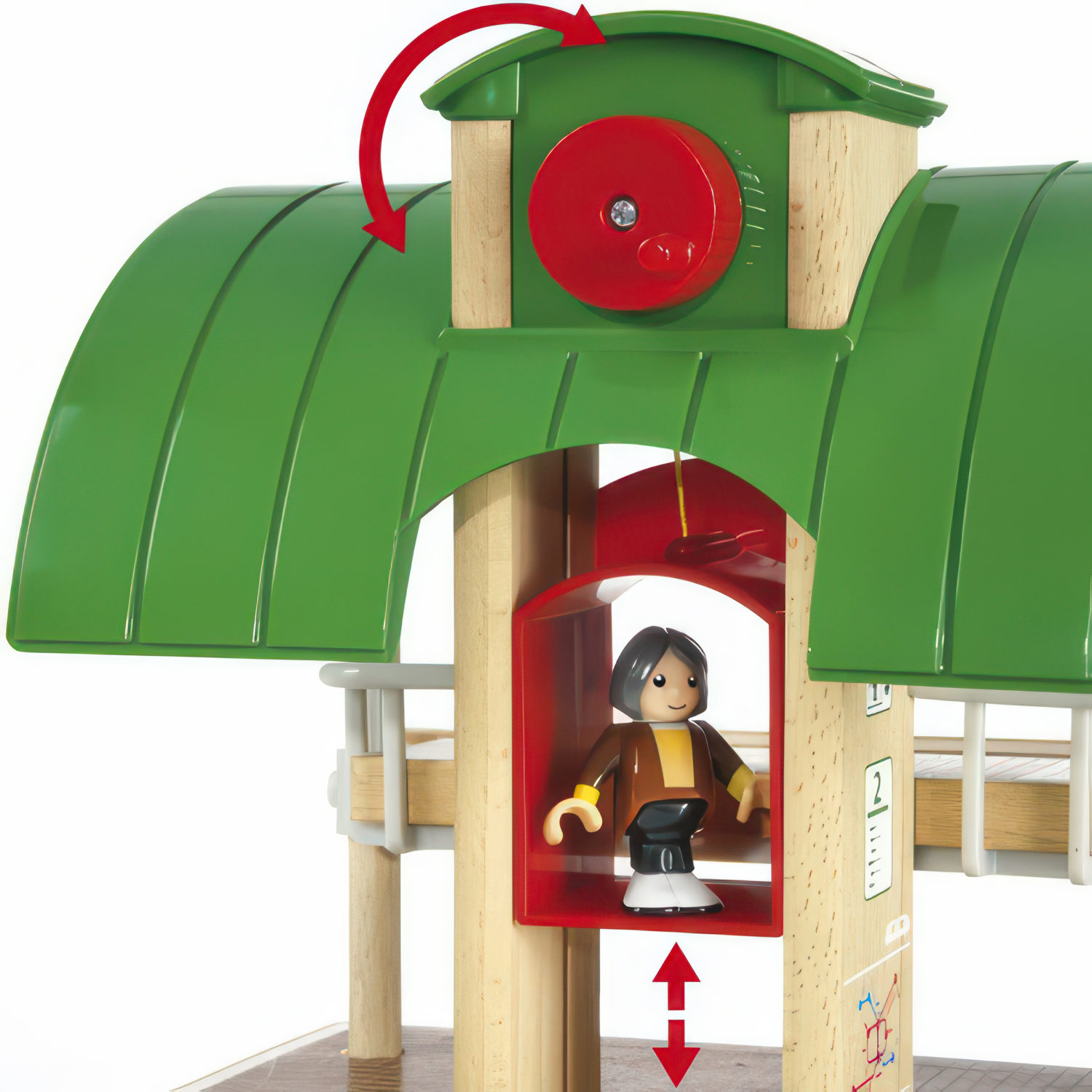 Деревянная железная дорога BRIO двухуровневая, поезд детский на рельсах - паровозик на магнитах, 42 элемента