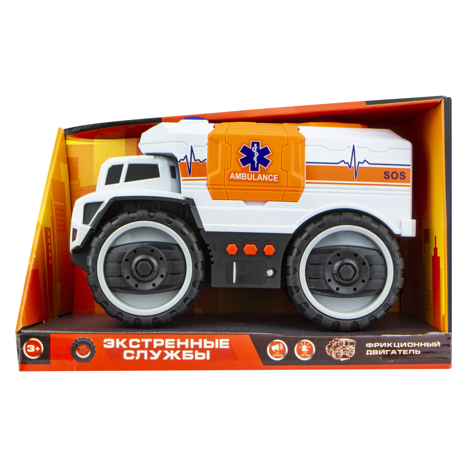 Скорая помощь машинка 1TOY Экстренные службы грузовик со светом и звуком